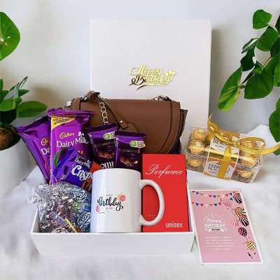 Special Gift For Her birthday with Sling Bag, Branded Perfume and a sweet greetings OyeGifts Profile Picture