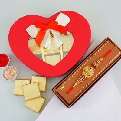 Golden Rakhi with Heart Shaped Chocolate Box OyeGifts Profile Picture